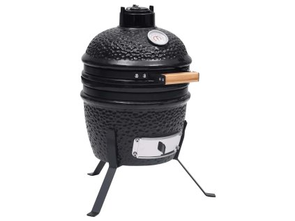 vidaXL Zahradní gril a udírna 2 v 1 Kamado keramický 56 cm černý