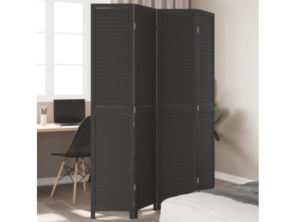 vidaXL Paraván 4dílný černý masivní dřevo pavlovnie