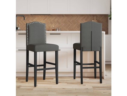 vidaXL Barové židle 2 ks masivní kaučukové dřevo a textil