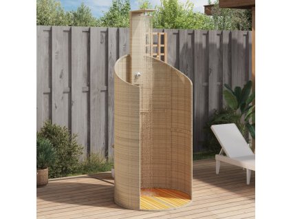 vidaXL Venkovní sprcha béžová 100 x 100 x 241,5 cm polyratan a akácie