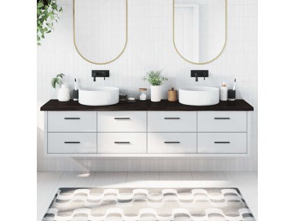 vidaXL Koupelnová deska tmavě hnědá 220x50x(2-4) cm ošetřený masiv