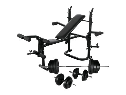 vidaXL Posilovací lavice se stojanem na závaží a sadou činek 60,5 kg