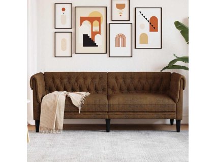 vidaXL Chesterfield pohovka 3místná hnědá textil