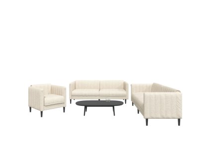 vidaXL 3dílná sedací souprava krémová textil