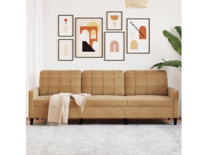 vidaXL 3místná pohovka hnědá 210 cm samet