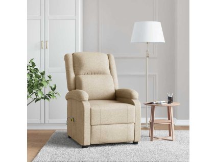 vidaXL Masážní křeslo krémové textil