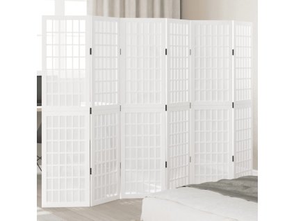 vidaXL Paraván 6dílný bílý masivní dřevo pavlovnie