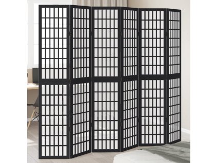 vidaXL Paraván 6dílný černý masivní dřevo pavlovnie