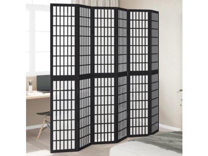 vidaXL Paraván 6dílný černý masivní dřevo pavlovnie