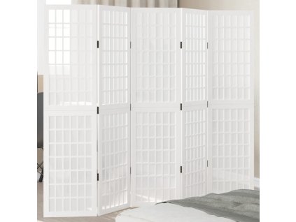 vidaXL Paraván 5dílný bílý masivní dřevo pavlovnie