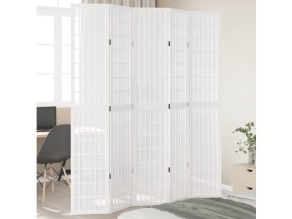 vidaXL Paraván 5dílný bílý masivní dřevo pavlovnie