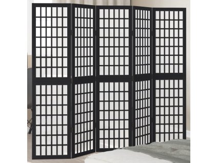 vidaXL Paraván 5dílný černý masivní dřevo pavlovnie