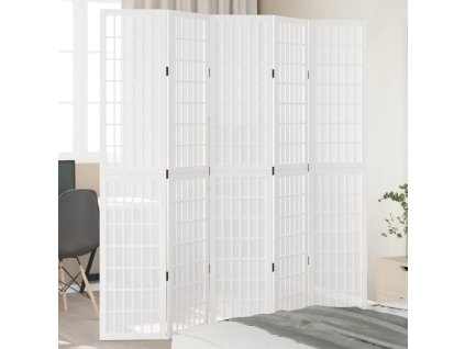vidaXL Paraván 5dílný bílý masivní dřevo pavlovnie