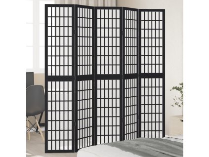 vidaXL Paraván 5dílný černý masivní dřevo pavlovnie
