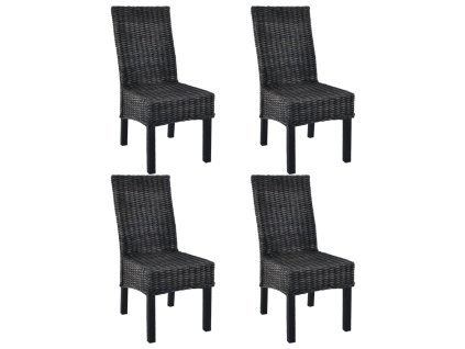vidaXL Jídelní židle 4 ks černé ratan kubu a mangovníkové dřevo