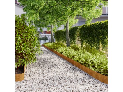 vidaXL Travní lemy 50 ks 15 x 103 cm flexibilní cortenová ocel