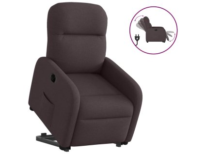 vidaXL Elektrické zvedací polohovací křeslo tmavě hnědé textil