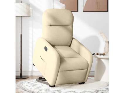 vidaXL Elektrické zvedací polohovací křeslo krémové textil