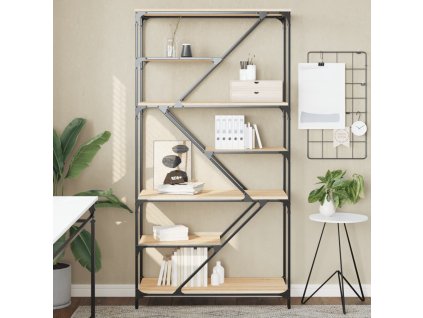vidaXL Knihovna dub sonoma 91 x 36 x 176 cm kompozitní dřevo a ocel