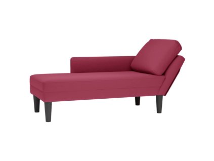 vidaXL Lenoška s polštářem a područkou na pravé straně vínová samet