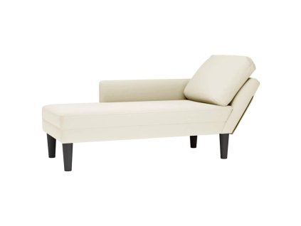 vidaXL Lenoška s polštářem a područkou na pravé straně krémová samet