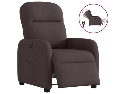 vidaXL Elektrické polohovací křeslo tmavě hnědé textil