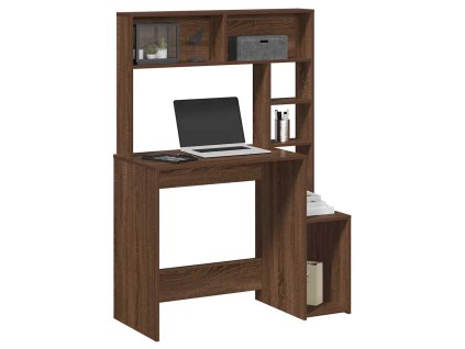 vidaXL Psací stůl s policemi hnědý dub 100x45x140 cm kompozitní dřevo