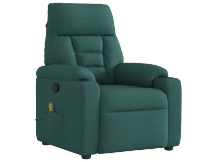 vidaXL Masážní polohovací křeslo tmavě zelené textil