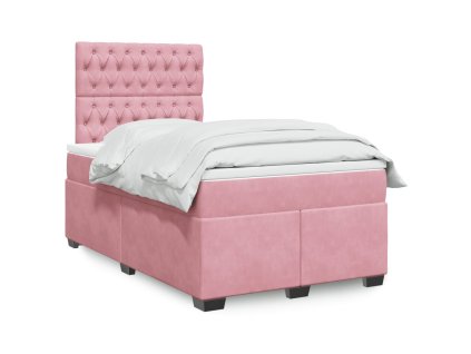 vidaXL Box spring postel s matrací růžová 120x190 cm samet