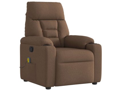 vidaXL Masážní polohovací křeslo hnědé textil