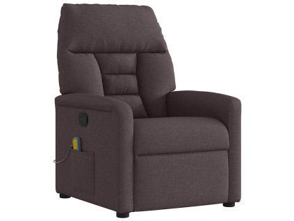 vidaXL Masážní polohovací křeslo tmavě hnědé textil