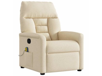 vidaXL Masážní polohovací křeslo krémové textil