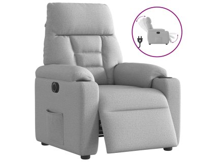 vidaXL Elektrické polohovací křeslo obláčkově šedé textil