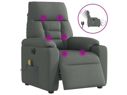 vidaXL Elektrické masážní polohovací křeslo tmavě šedé textil