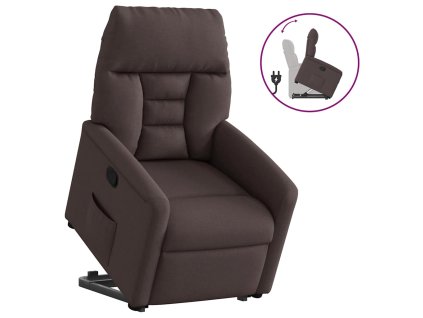 vidaXL Zvedací polohovací křeslo tmavě hnědé textil