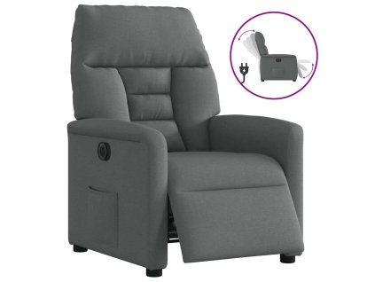 vidaXL Elektrické polohovací křeslo tmavě šedé textil