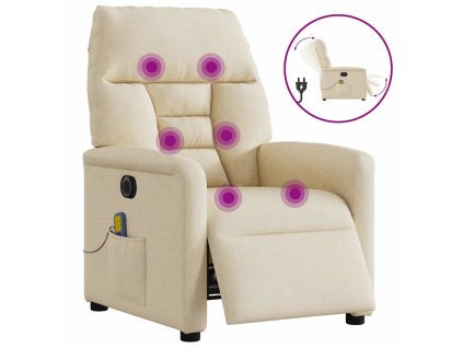 vidaXL Elektrické masážní polohovací křeslo krémové textil