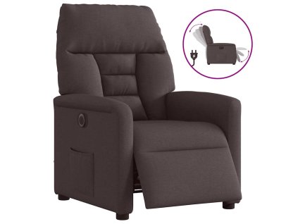 vidaXL Elektrické polohovací křeslo tmavě hnědé textil