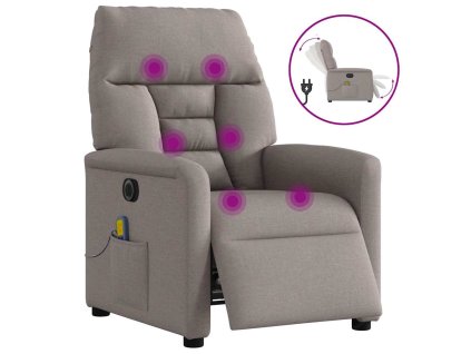 vidaXL Elektrické masážní polohovací křeslo taupe textil