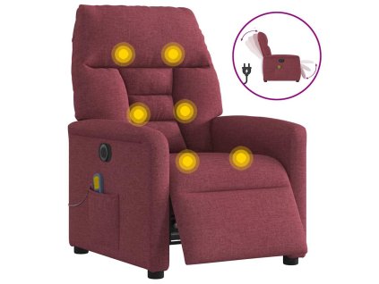 vidaXL Elektrické masážní polohovací křeslo vínové textil