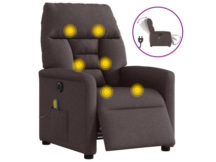 vidaXL Elektrické masážní polohovací křeslo tmavě hnědé textil