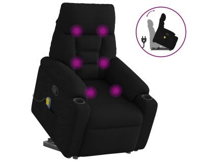 vidaXL Zvedací masážní polohovací křeslo černé textil