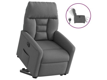 vidaXL Elektrické zvedací polohovací křeslo tmavě šedé textil