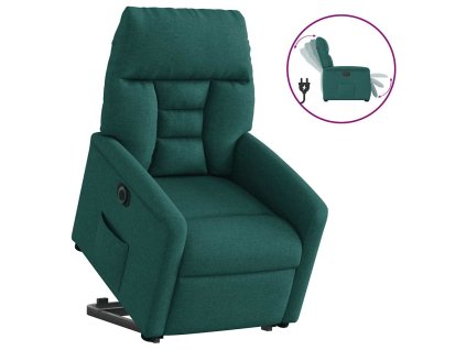 vidaXL Elektrické zvedací polohovací křeslo tmavě zelené textil