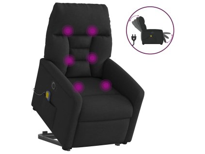 vidaXL Elektrické zvedací masážní polohovací křeslo černé textil