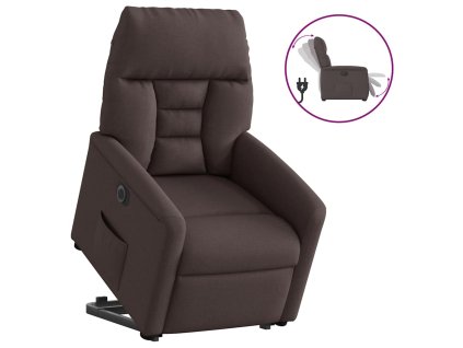 vidaXL Elektrické zvedací polohovací křeslo tmavě hnědé textil