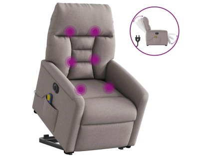 vidaXL Elektrické zvedací masážní polohovací křeslo taupe textil