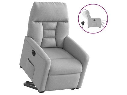 vidaXL Elektrické zvedací polohovací křeslo obláčkově šedé textil