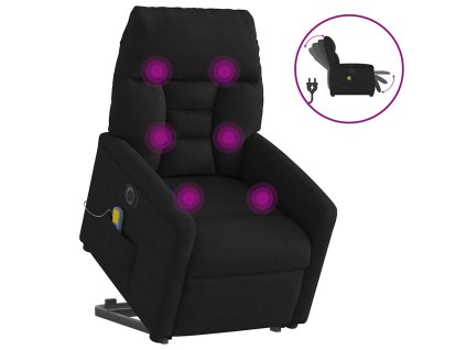 vidaXL Elektrické zvedací masážní polohovací křeslo černé mikrovlákno