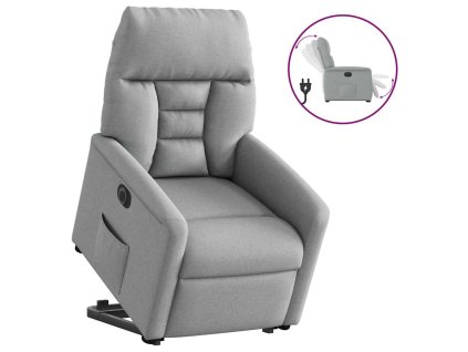 vidaXL Elektrické zvedací polohovací křeslo světle šedé textil